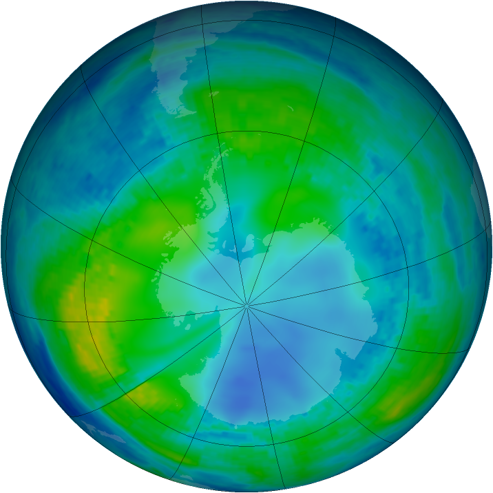Antarctic ozone map for 11 May 2004